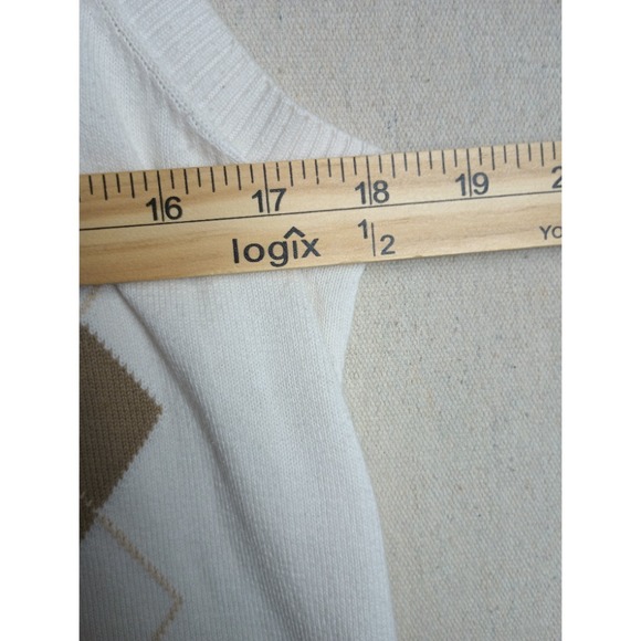 IZOD Argyle Sweater Vest Preppy Sleeveless Grandma Pink Brown White Large G - Picture 3 of 4